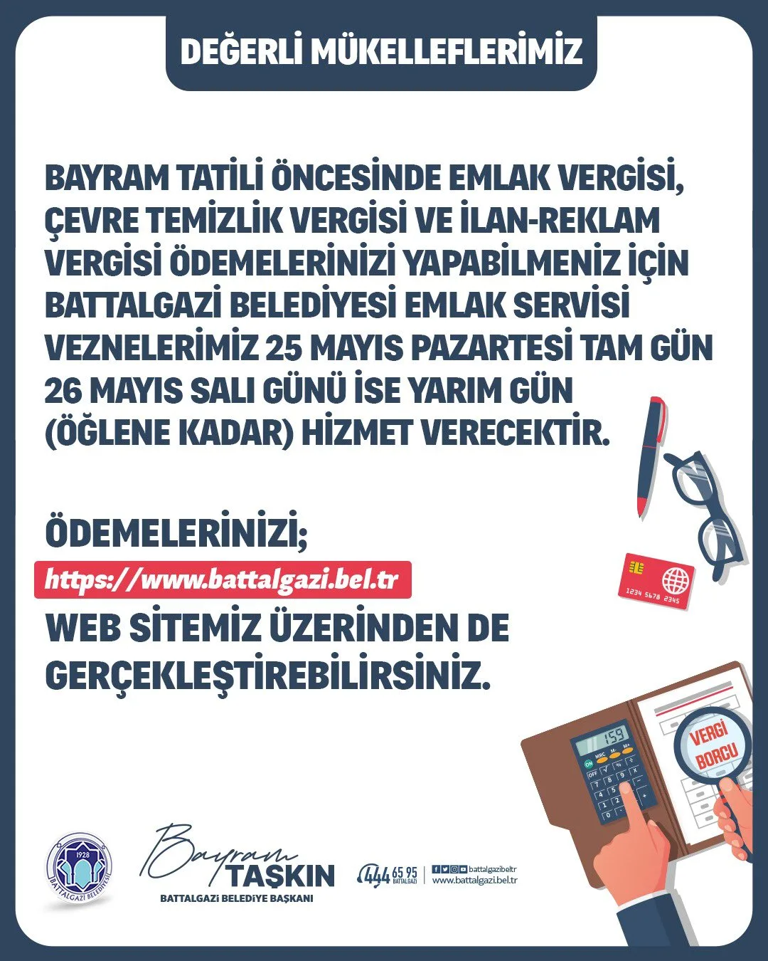 Battalgazi Belediyesi'nden Bayram Öncesi Vezne Düzenlemesi