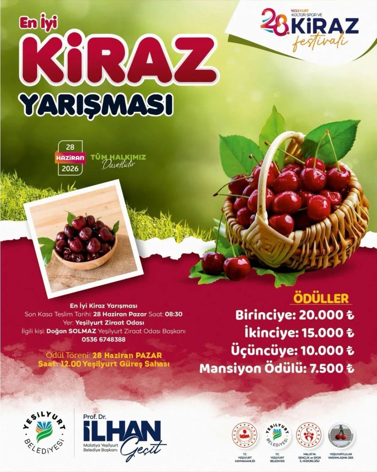 Yeşilyurt'un En İyi Kirazları Yarışacak, Üreticilerin Emeği Ödüllendirilecek
