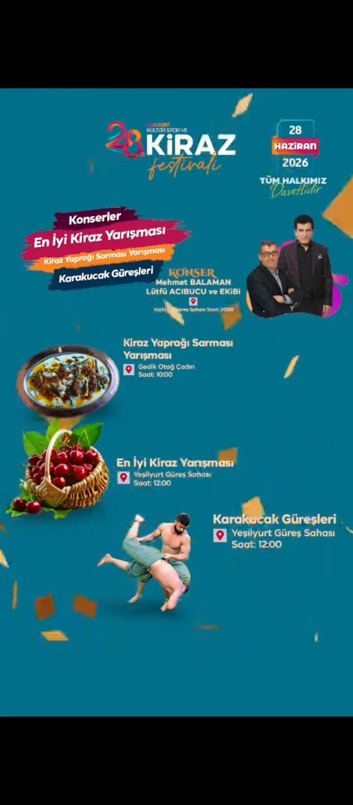 Güreşten Konsere, Sarmadan Kiraza: Yeşilyurt 28. Kültür ve Spor Festivali’ne Hazır!