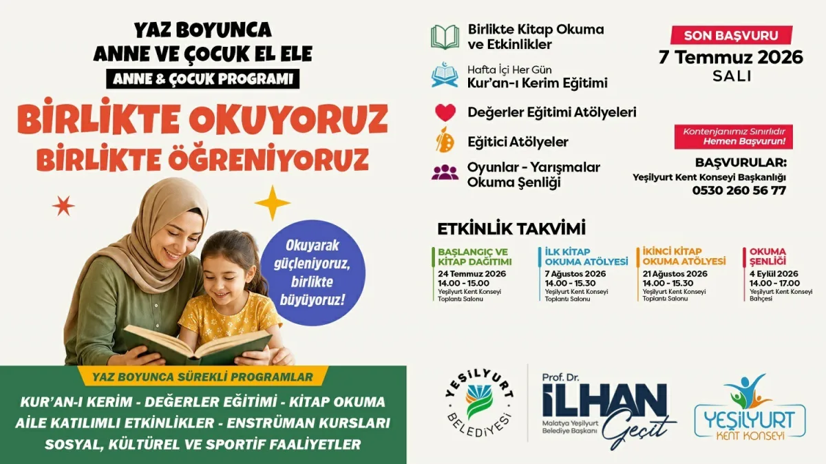 Yeşilyurt'ta "Birlikte Okuyoruz, Birlikte Eğleniyoruz"Etkinlikleri Başlıyor