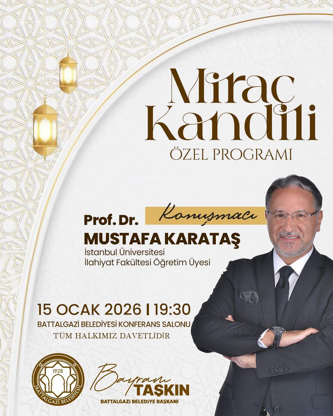 Battalgazi'de Miraç Kandili Özel Programı Düzenlenecek