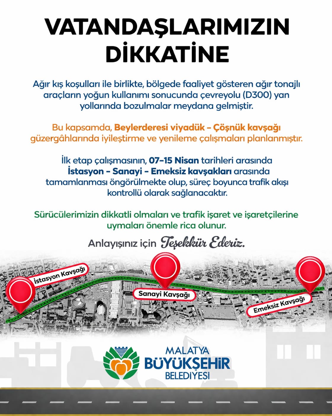 Büyükşehir Belediyesi'nden Vatandaşlara Uyarı