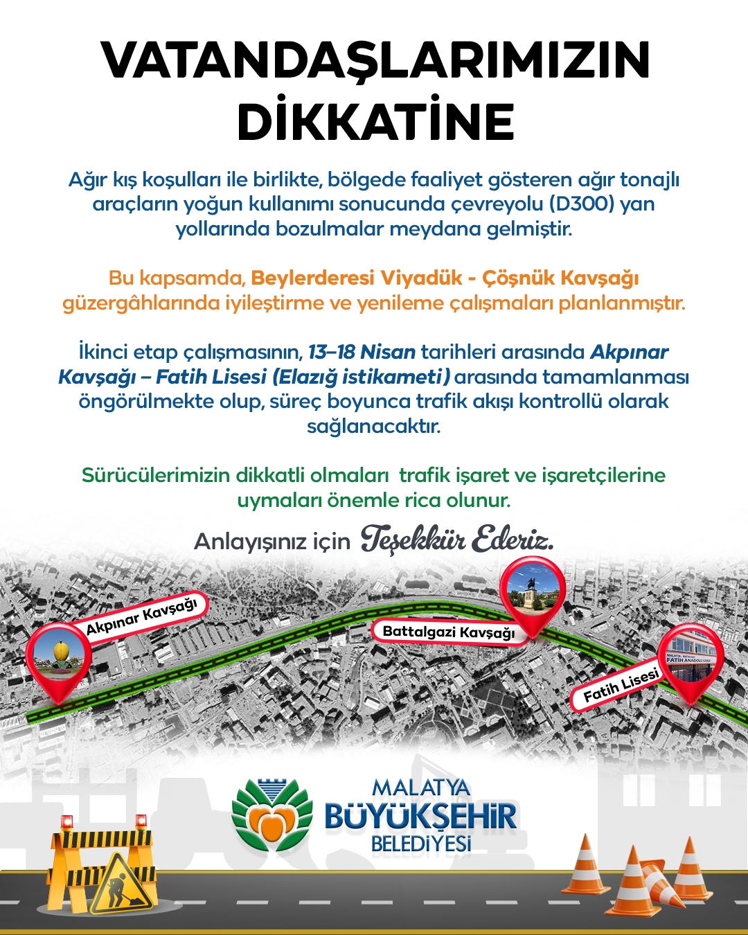 Büyükşehir Belediyesi'nden Vatandaşlara Uyarı