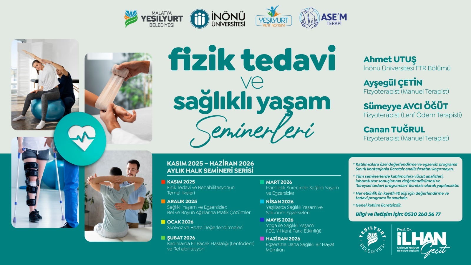 "Fizik Tedavi ve Sağlıklı Yaşam" Seminerleri 1 Kasım'da Başlıyor