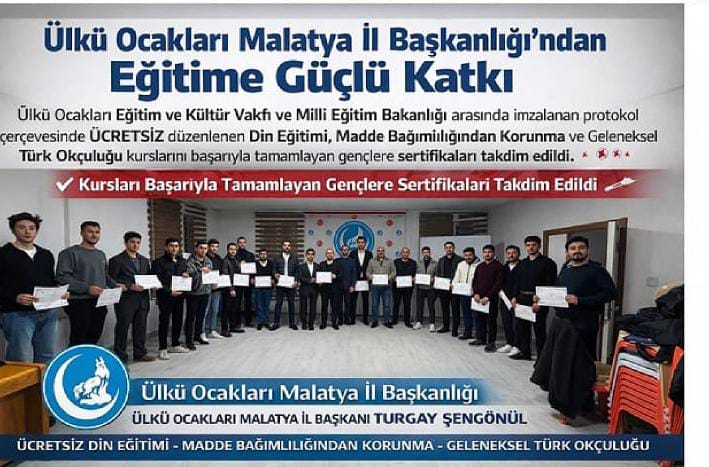 Ülkü Ocakları Malatya İl Başkanlığı'ndan Eğitime Güçlü Katkı