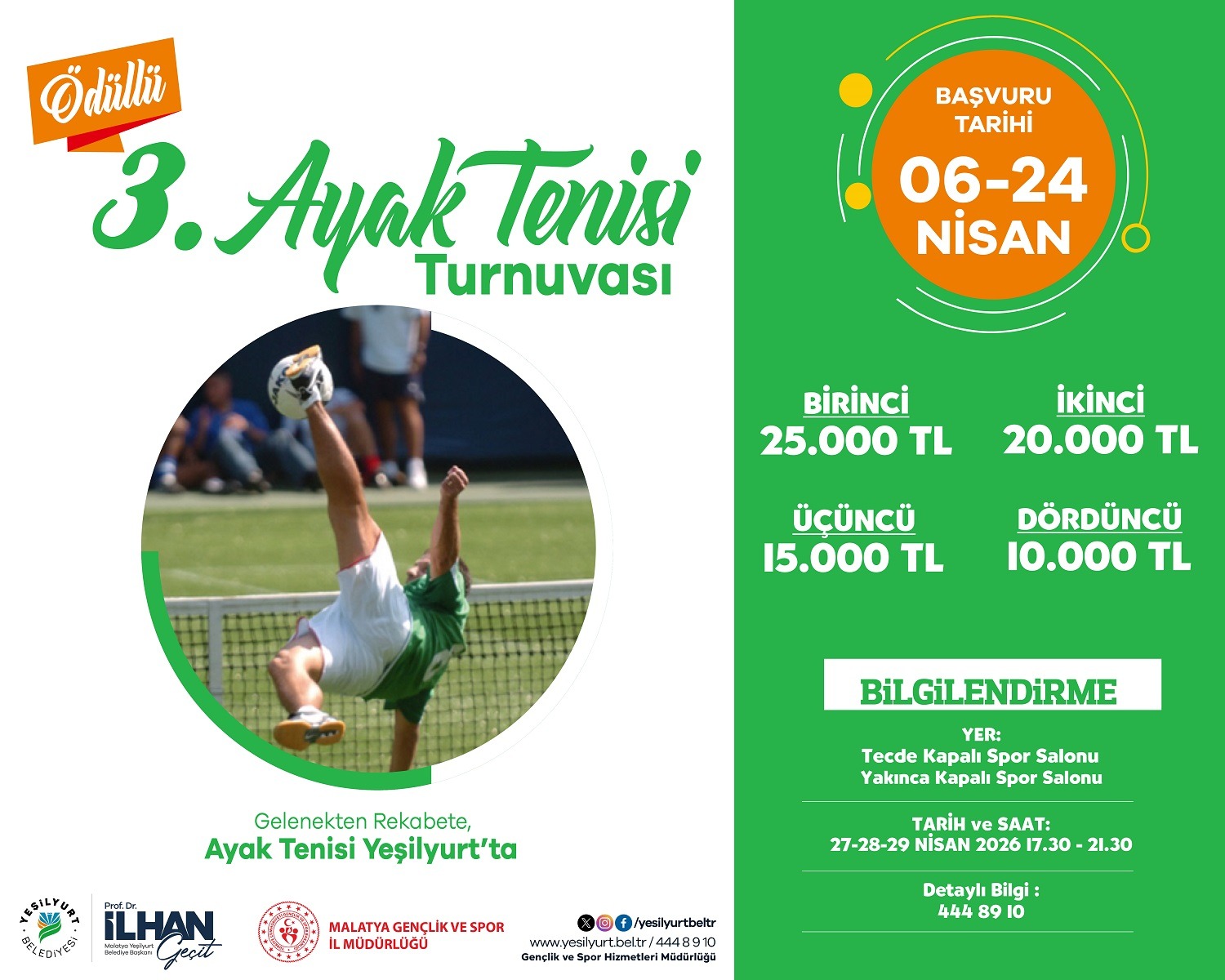 Yeşilyurt Belediyesi 3. Ayak Tenisi Turnuvası Düzenliyor