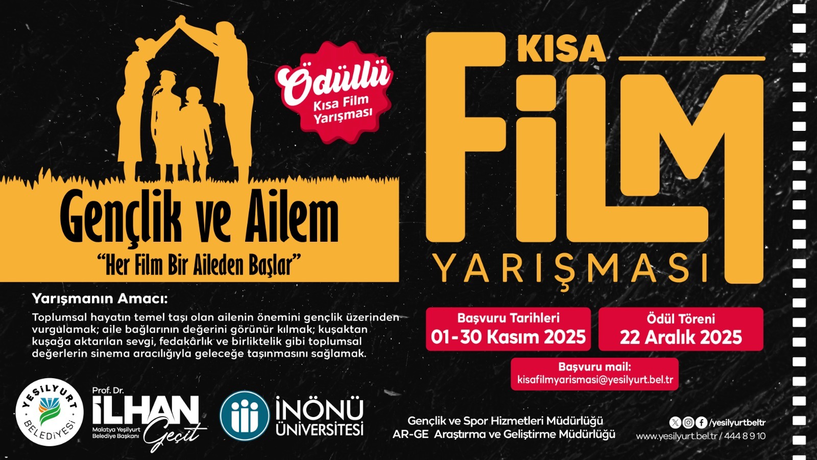 Yeşilyurt Belediyesi Kısa Film Yarışması Düzenliyor