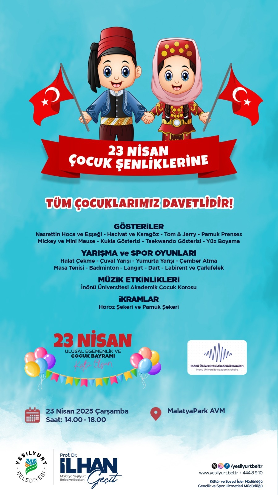 Yeşilyurt Belediyesi'nden 23 Nisan Coşkusuna Özel Etkinlikler!