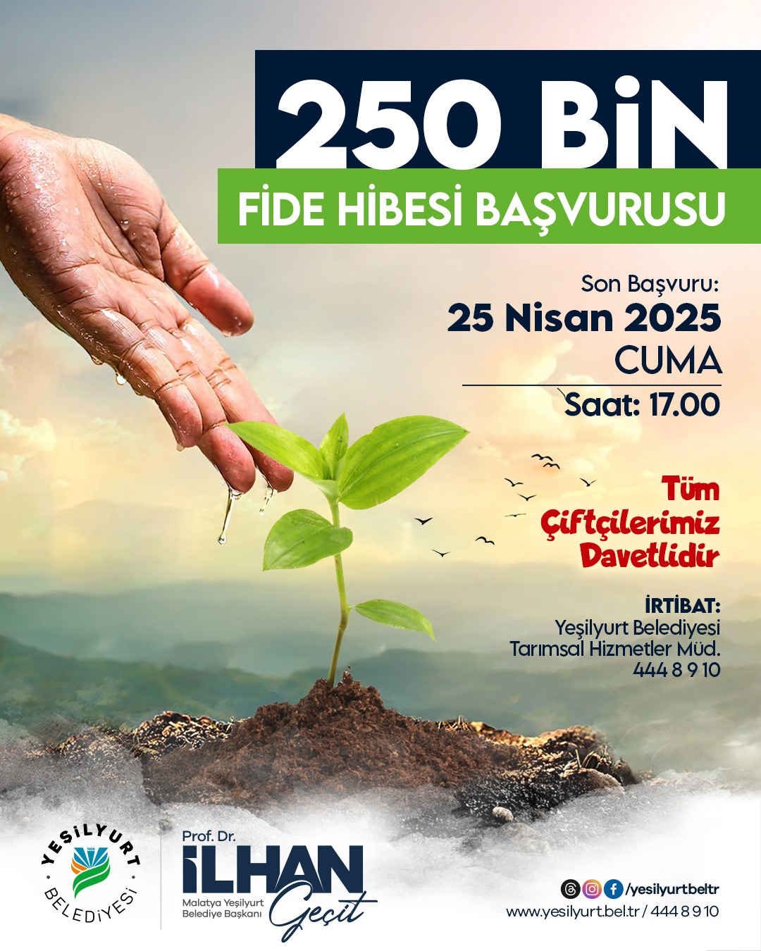 Yeşilyurt Belediyesi'nden 250 bin Fide Hibe Projesi