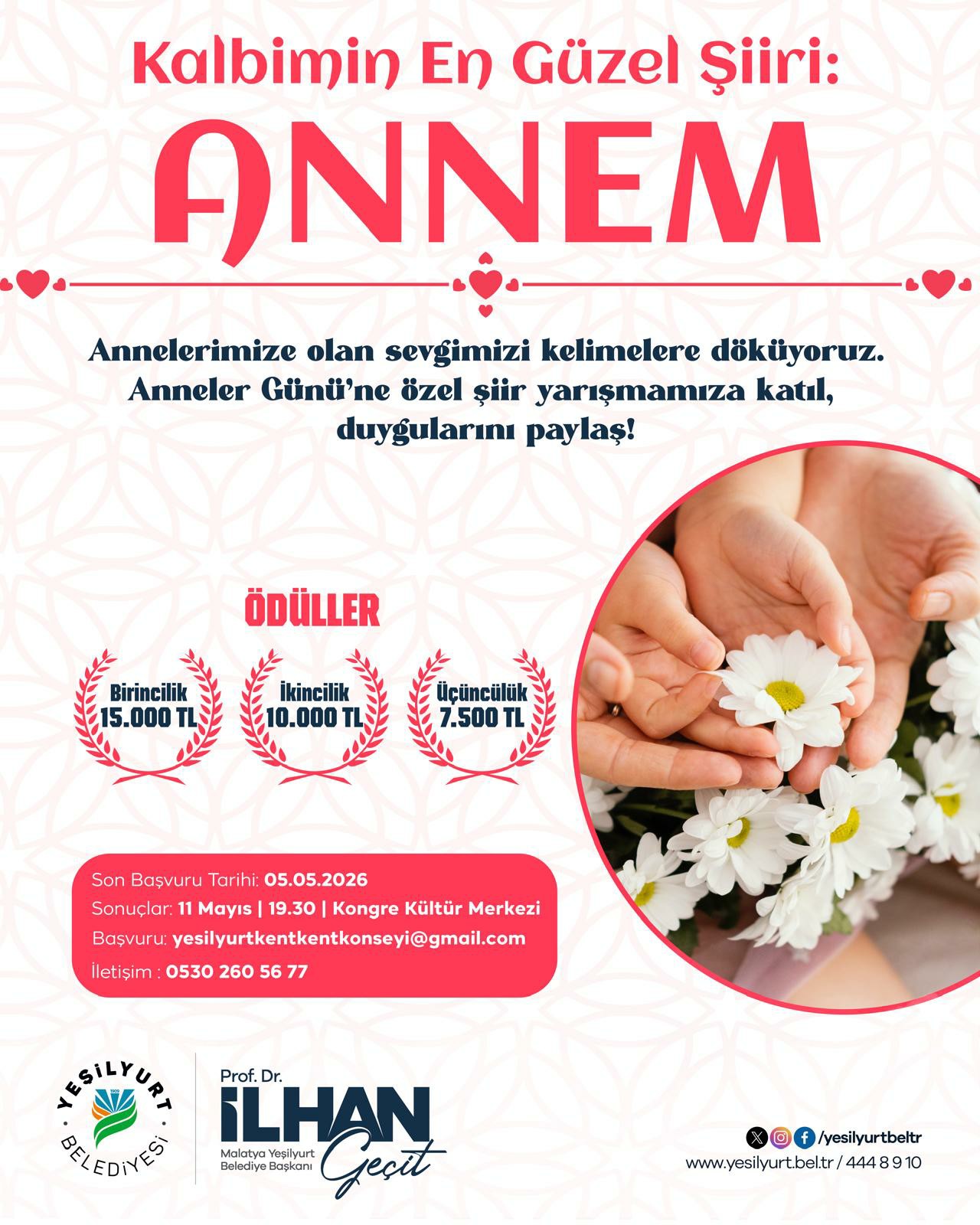 Yeşilyurt Belediyesi'nden "Kalbimin En Güzel Şiiri:ANNEM"Şiir Yarışması