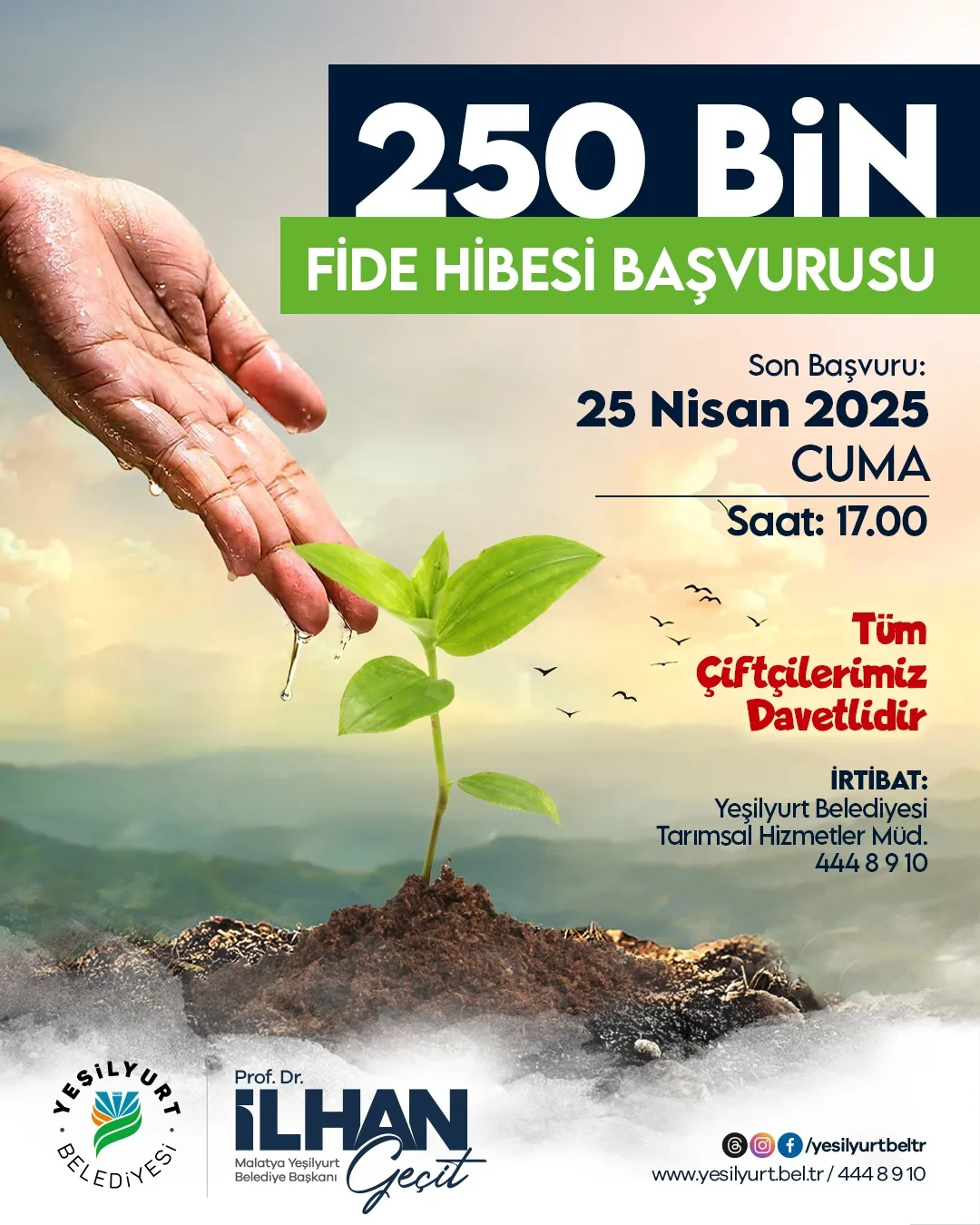 Yeşilyurt Belediyesi'nden 250 bin Fide Hibe Projesi