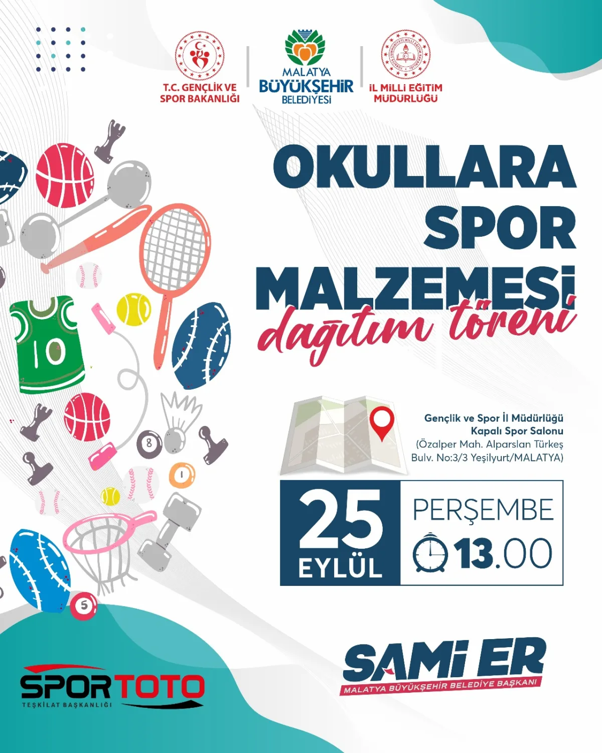 MALATYA BÜYÜKŞEHİR BELEDİYESİNDEN OKULLARA SPOR MALZEMESİ DESTEĞİ
