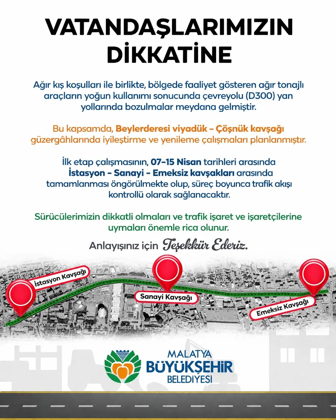 Büyükşehir Belediyesi'nden Vatandaşlara Uyarı