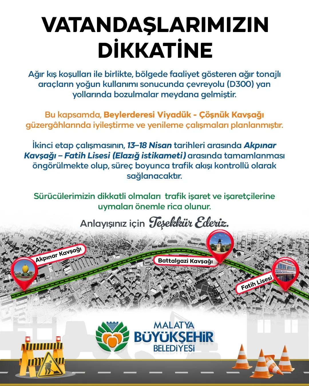Büyükşehir Belediyesi'nden Vatandaşlara Uyarı