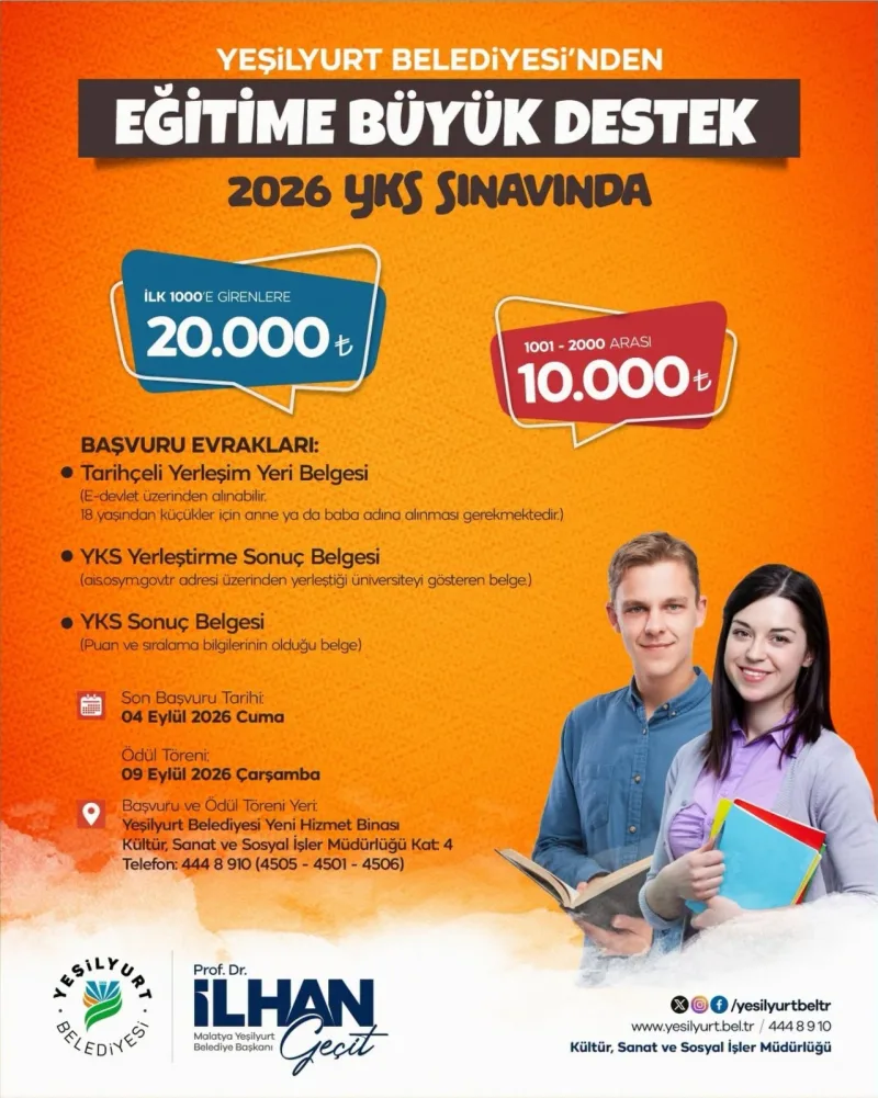 Yeşilyurt Belediyesi'nden Eğitime Büyük Destek